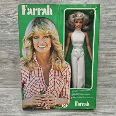 Vintage 1977 Mego Farrah Fawcett 12'' TV Starz Fashion Doll 77000 Stand Box