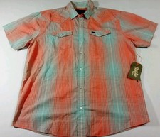 NWT Howler Brothers Men's H Bar B Pearlsnap Sz XL Roberts Plaid Coral Casual
