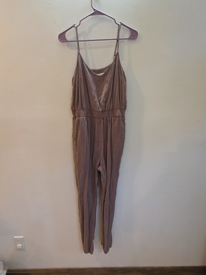 Thread and Supply Brown Jumpsuit Tencel Jogger Adjustable Straps Read Sz M