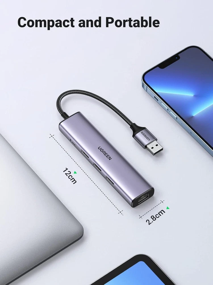 5-in-1 USB 3.0 Hub with Gigabit Ethernet Adapter & RJ45 Port