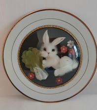 Vintage Domed Glass 3D Fluffy Bunny Rabbit Po...