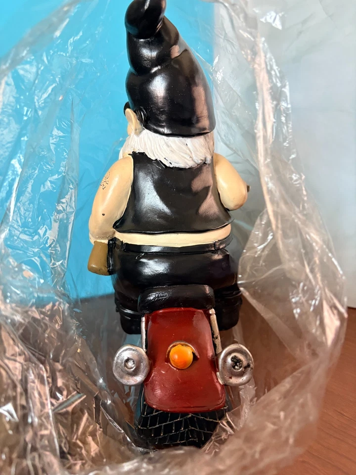 NIB Garden Gnome Axle Grease The Biker Motorcycle Statue Design Toscano - Image 4 of 4