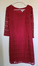 Cb Established 1962 Womens Red Lace Dress, SZ 12P Lined