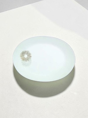 VTG Rosenthal Sunburst White 13'' Oval Serving Platter Silver Gold
