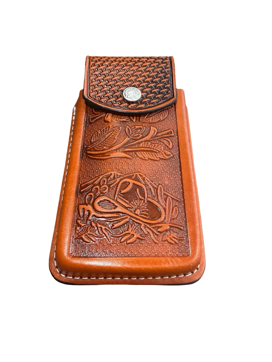 Fondina Telefono Western In Pelle Nera - Cowboy In Preghiera - West Star Texas