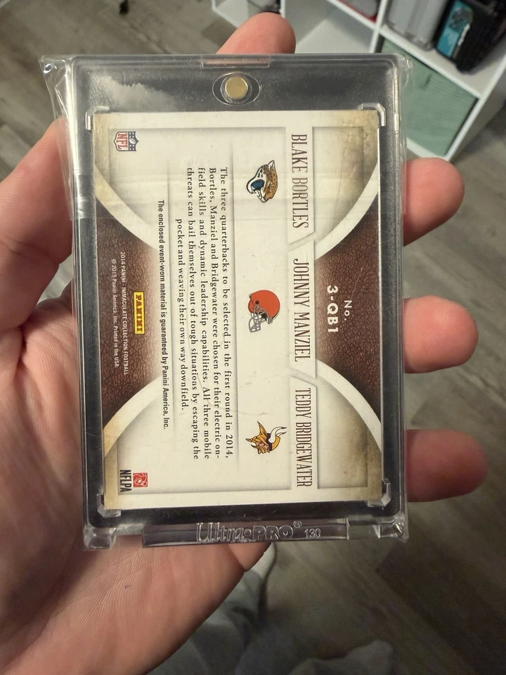 2014 Panini Immaculate Johnny Manziel Bortles Bridgewater etiquetas de lavandería reliquia/5 Foto 2 de 2