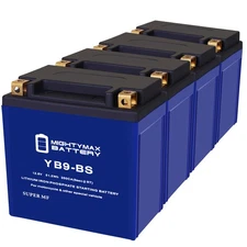 Mighty Max YB9-BS LiFePO4 12V 9AH Lithium Iron Phosphate Battery - Pack of 4