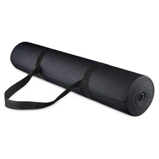 Fitvids 1/4” High Density Thick Non Slip Workout Yoga Mat and Carry Strap, Black