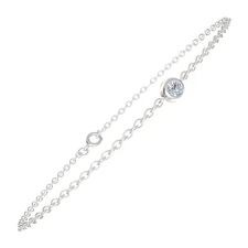 Finecraft Bezel Link Bracelet with Created Moissanite in Sterling Silver, 7"