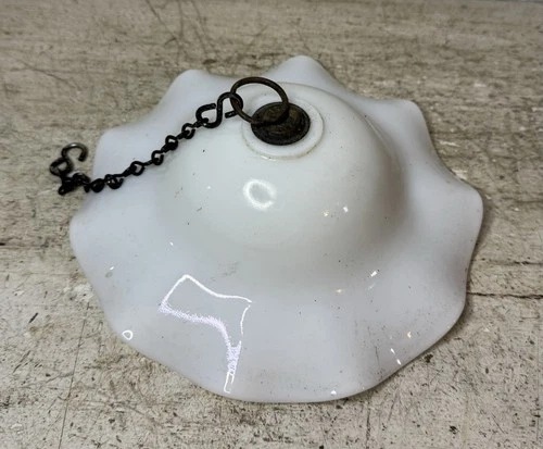 Antique Vintage Victorian Milk Glass Oil Lamp Smoke Bell 7.25” Ruffled