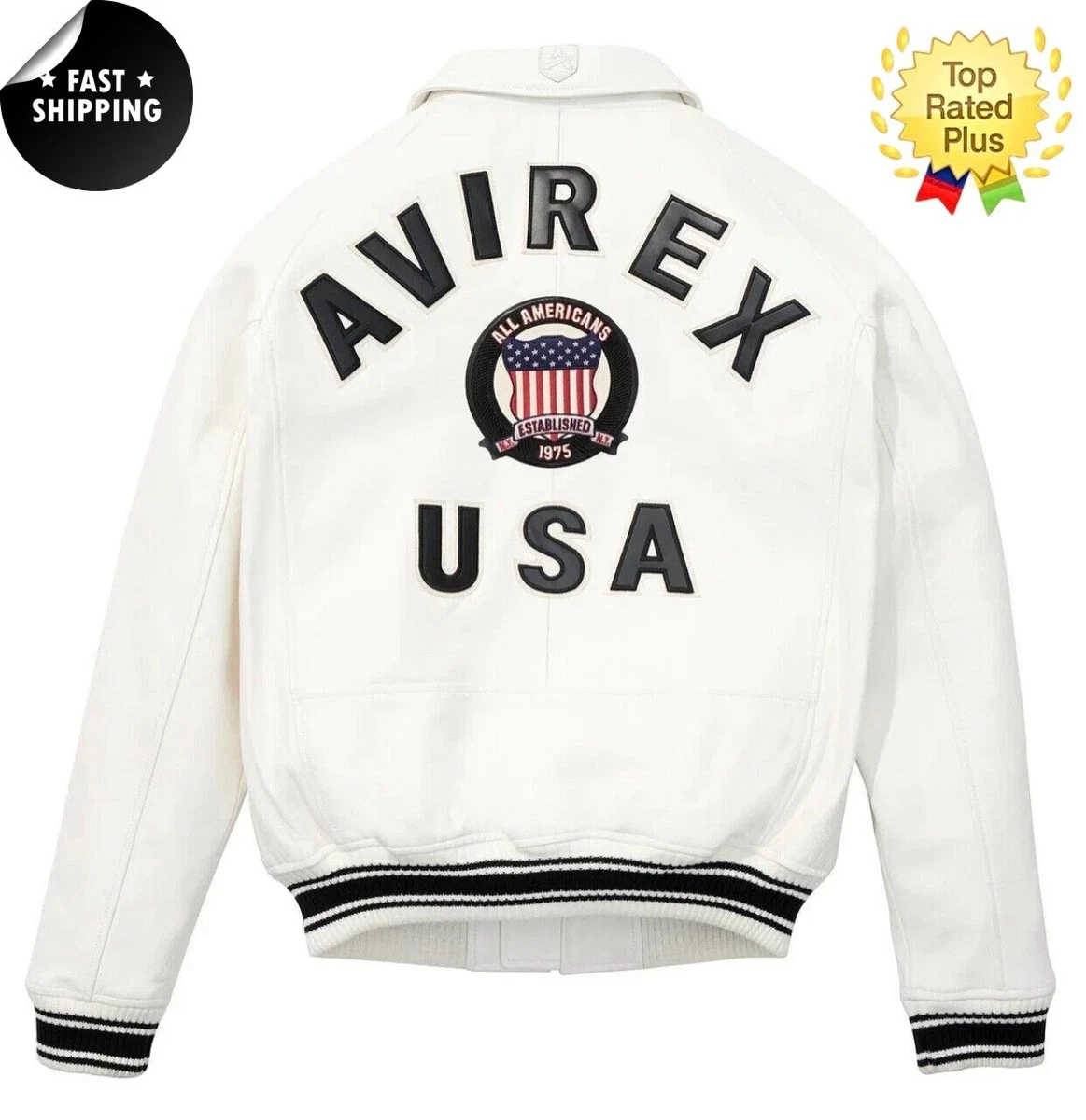 Avirex Leather Outer Shell White Coats, Jackets & Vests for Men