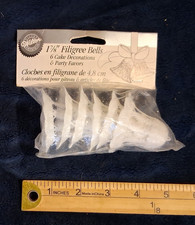 Vintage Wilton Filigree Bells White Plastic Cake Decorations Party Favors NIP