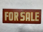 Vintage Red Tin Metal 'FOR SALE' Hetrolite Sand Reflective Lettering Sign