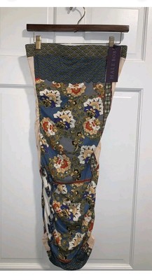 NEW HALE BOB Blue Gray Tan Print Strapless Side Gather Midi Maxi Dress S  Orig264 | eBay