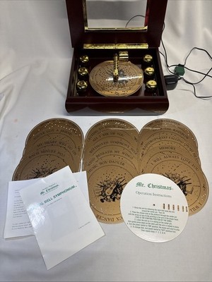 Vintage Mr Christmas Musical Symphonium 6 Bells Wood Music Box