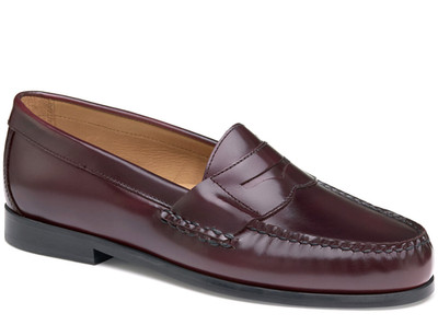 Johnston & Murphy Men s Burgundy Brush-Off Leather Penny Loafers | 12M
