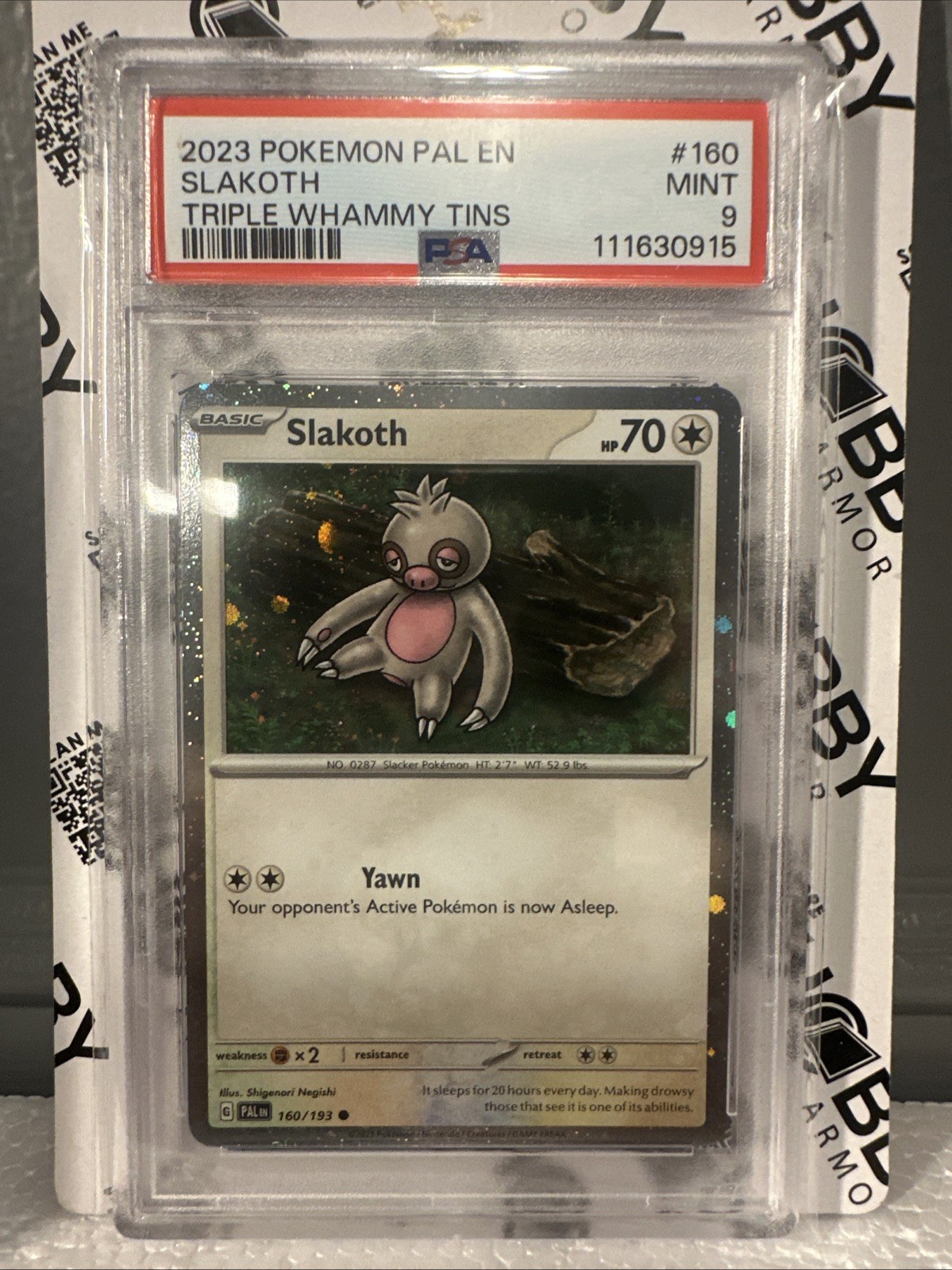 Pokemon 2023 TCG - Slakoth 160/193 - Cosmos Holo Promo - Paldea Evolved PSA 9