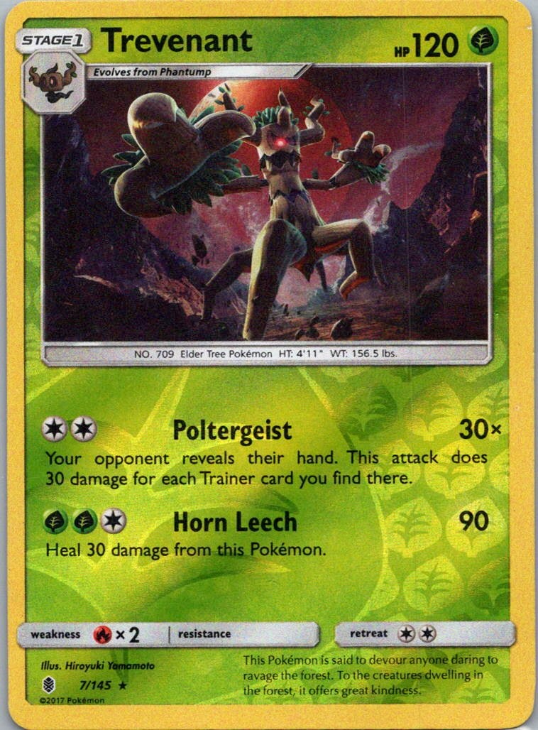 Pokemon TCG Trevenant 7/145 Guardians Rising Rev Holo LP