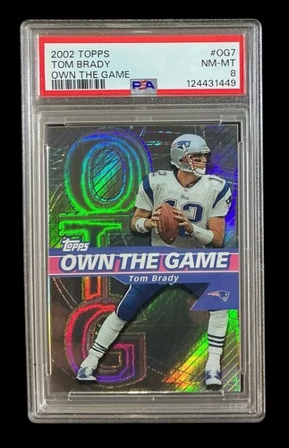 2002 topps #OG7 tom brady; own the game SP holo refractor insert PSA 8