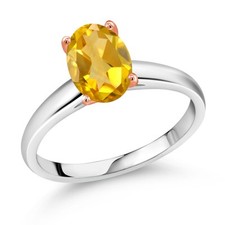 1.50 Ct Yellow Citrine 925 Silver and 10K Rose Gold Ring Ring