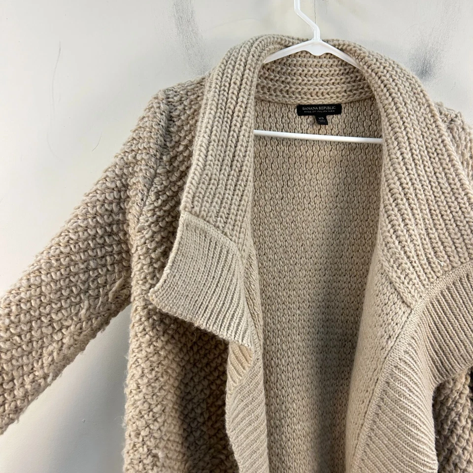 Cardigã Banana Republic Feminino XS Suéter Top Lã Alpaca Textura Nubby 14077 - Imagem 4 de 4