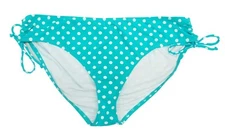 Apt 9 Turquoise Polka Dot Side Tie Scoop Bikini Bottoms Swimsuit Women's 