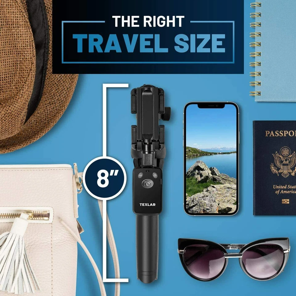 Texlar Selfie Stick Tripod with Remote - for iPhone 17, 16, 15, 14, 13, X & More - Image 4 of 4