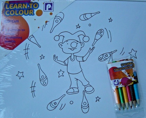 Kids Children's Learn To Colour Circus With 6 Colouring Pencils Set Brand New - Picture 5 of 5
