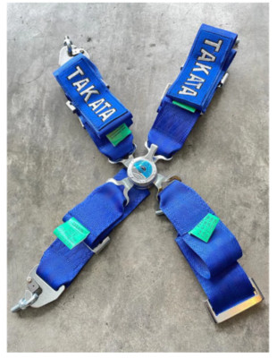 2X Takata 4 Point Snap-On 3'' w Camlock Racing Seat Belt Harness Blue Universal