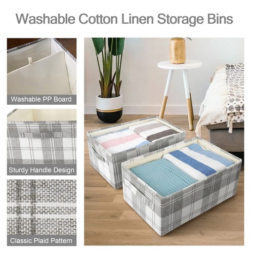 2pcs Storage Baskets Closet Storage Organizer Bins With Handles Foldable Large F - Picture 4 of 7