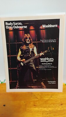 WASHBURN B-40 BASS GUITAR RUDY SARZO VINTAGE 1982  PRINT AD. 11 X 8.5 h1