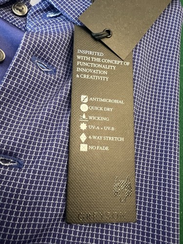 Greyson Polo Shirt Men’s Medium Purple Geometric Performance Edgewood Golf NWT - Picture 3 of 9