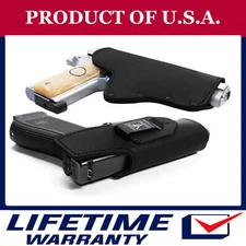 Gun Holster Full Grain Buffalo Leather IWB Handgun Pistol Concealed Carry Black