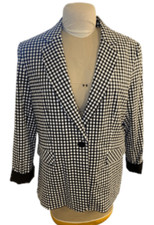 Zac Rachel Blazer Sz. XL Black/White Check One Button Office Professional