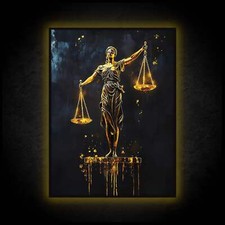 LED Leuchtbild - Justitia - Leuchtendes Wandbild mit Rahmen - Made in Germany