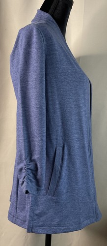 T By Talbots Blue Open Cardigan Activewear Jacket Long Sleeve Small Petite - Picture 3 of 7