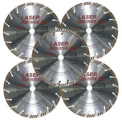 5er -SET Neuentwicklung - Laser Wave Diamanttrennscheibe Universal Ø 230 x 22,23