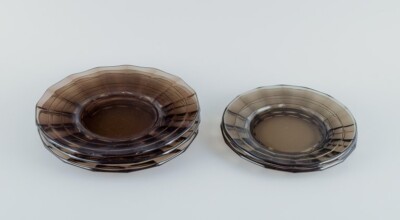 Simon Gate für Orrefors/Sandvik, Schweden. Fünf Art Deco Glasplatten. Ca 1940