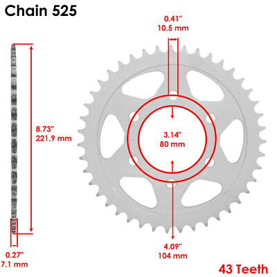 Rear Wheel Chain Sprocket for Kawasaki ZX-7R Ninja ZX750 1996 1997