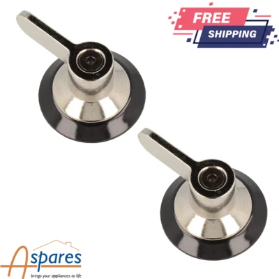 2x Original Smeg Backofen Silber Chrom & Schwarz Bedienknopf - Bild 1 von 4
