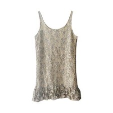 Alice + Olivia Metallic Lace Ruffle Hem Mini Dress Sz S