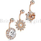 3pcs set 14G Stainless Steel Cz Flower Navel Belly Button Rings Body Piercing