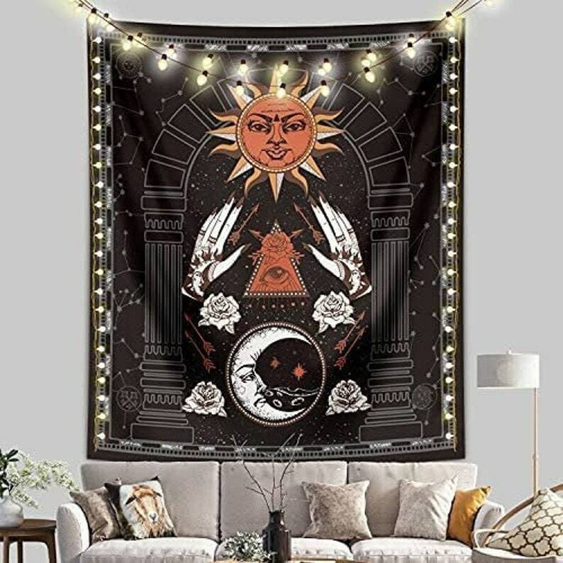 Christmas Gift Sun Tapestry Moon Tapestry Vertical Wall Decorations 51.2x59.1in