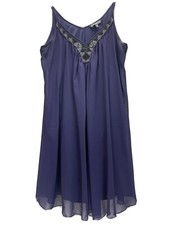 Express tank dress Sheer Overlay Flirty Flowy Women’s Size Medium blue beaded