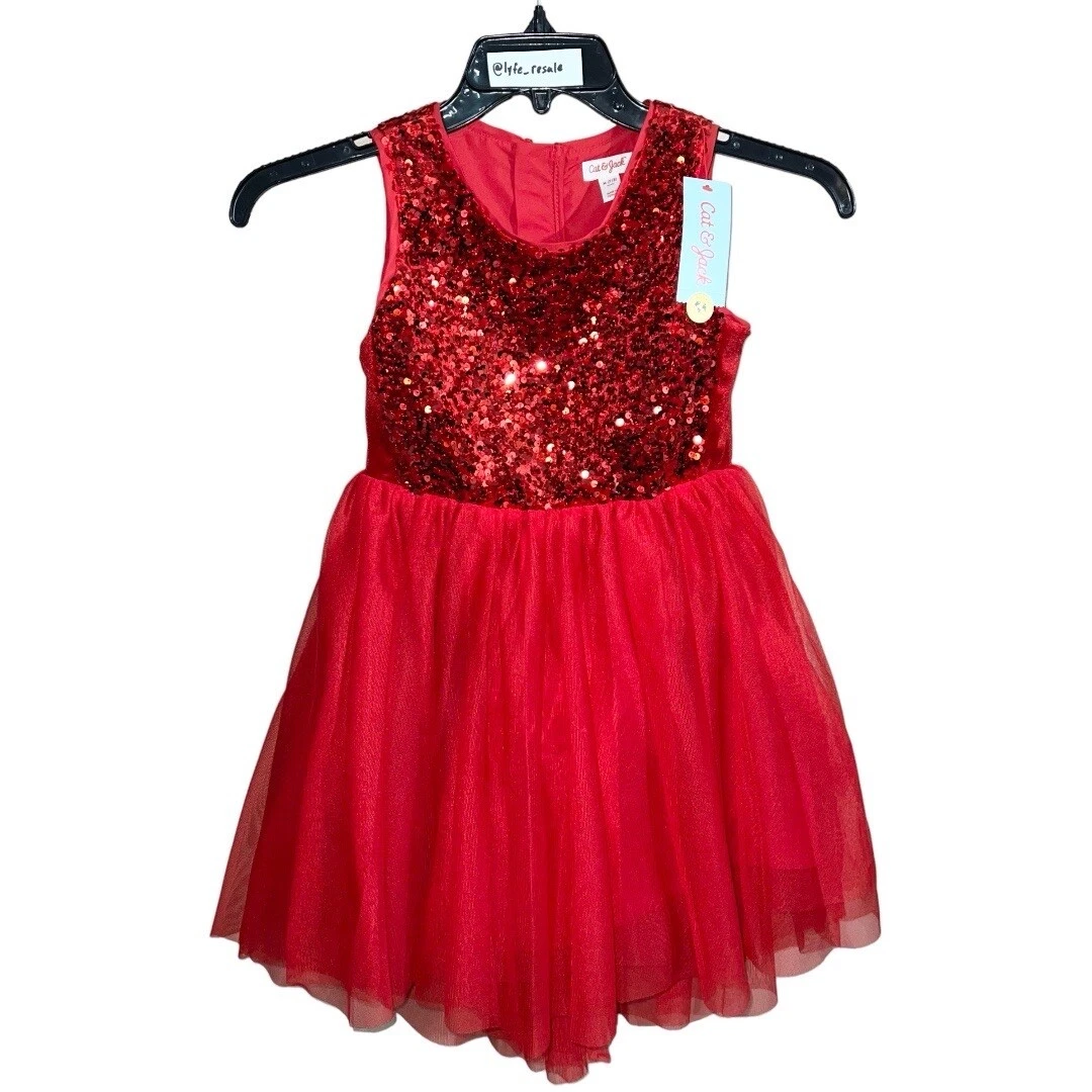 Cat & Jack Dress Girls Size M 7/8 Red Sleeveless New