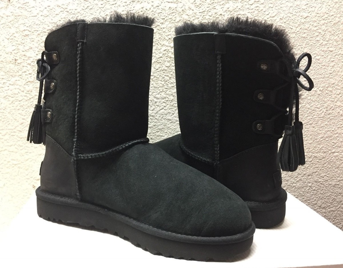 UGG CLASSIC SHORT KRISTABELLE BLACK SHEARLING LINE BOOTS US EU