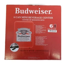 BUDWEISER 6 Can Mini Beverage Center Dorms Road Trips Man Caves 120VAC or 12VDC