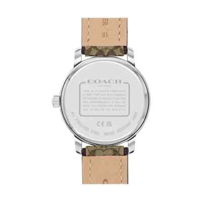 COACH 14503873 Pink Dial Brown Logo Strap Ladies 36mm Grand Watch