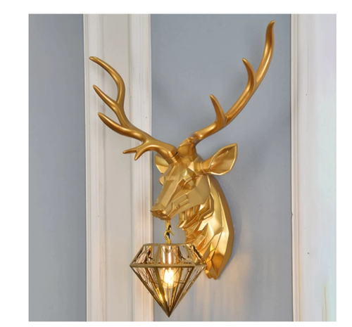 Nordic Winter Deer Antler Wall Lamp LED E27 Resin Lighting Diamond Sconce Decor - Picture 6 of 18