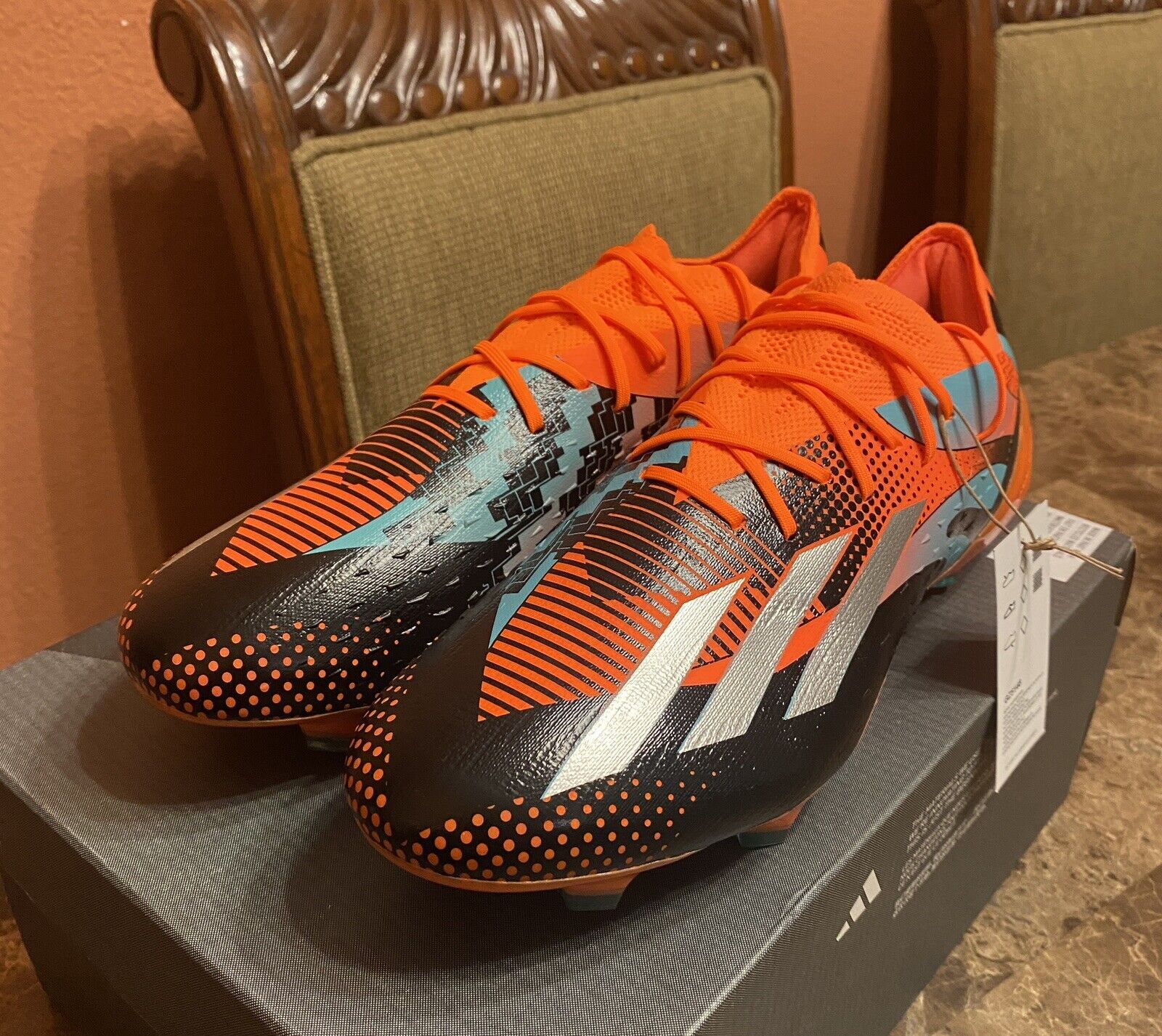 adidas Soccer X SPEEDPORTAL MESSI.1 FG GZ5148 Team Solar Orange Silver Size  10.5